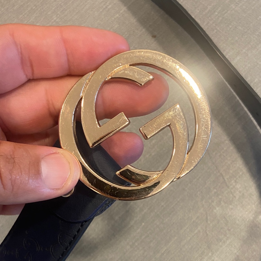 Gucci Black Belt with Gold GG Buckle Repop